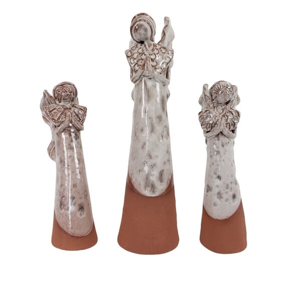 (3) Praying Pottery Ceramic Angels Figurine Sculpture Studio Where Dreams Begin - Picture 1 of 9